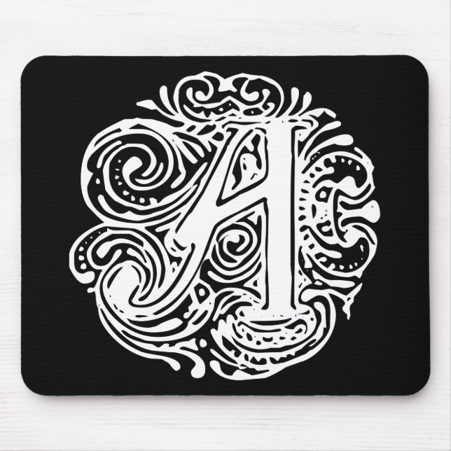 Monarchia White Letter "A" Mouse Mat (Front)