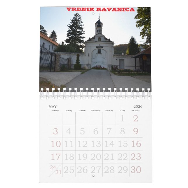 monasteries in Serbia Calendar (May 2026)