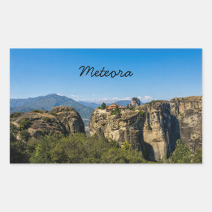 Monastery Above the Rocks   Meteora Greece Rectangular Sticker