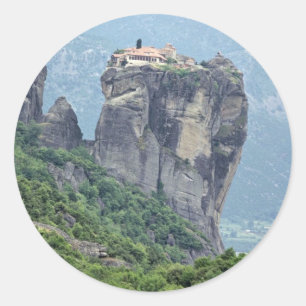 Monastery in Meteora, Greece Europe Classic Round Sticker