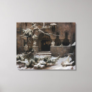 Monastery in Winter Snow (by Karl Lessing) Canvas Print