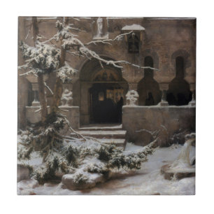 Monastery in Winter Snow (by Karl Lessing) Tile