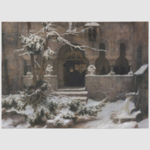 Monastery in Winter Snow (by Karl Lessing) Tissue Paper