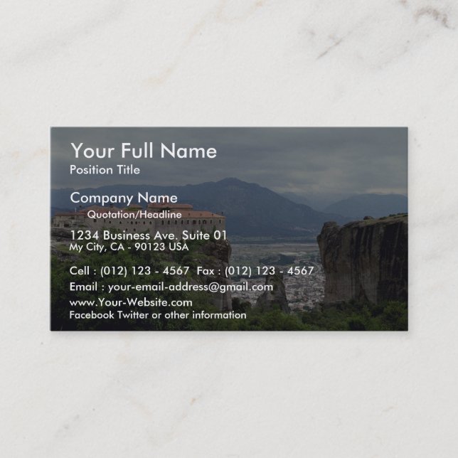Monastery, The Great Meteora, Greece Business Card (Front)