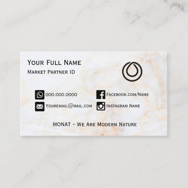 MONAT Gold Marble Business Card (Front)