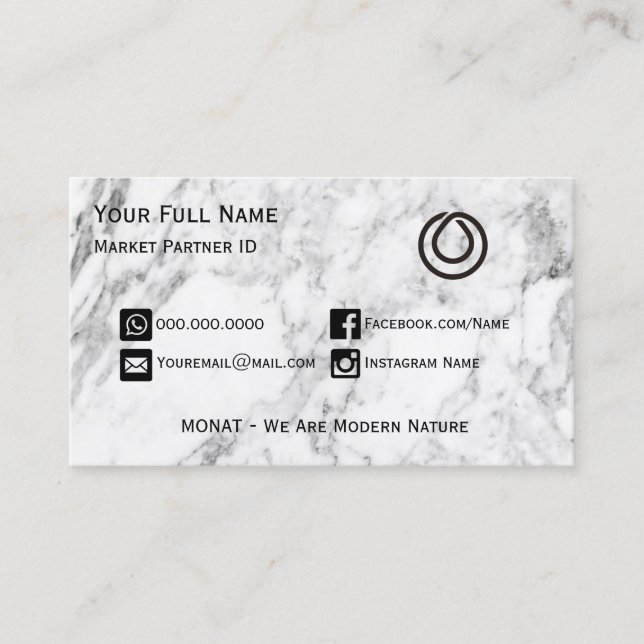 MONAT Grey Marble Business Card (Front)