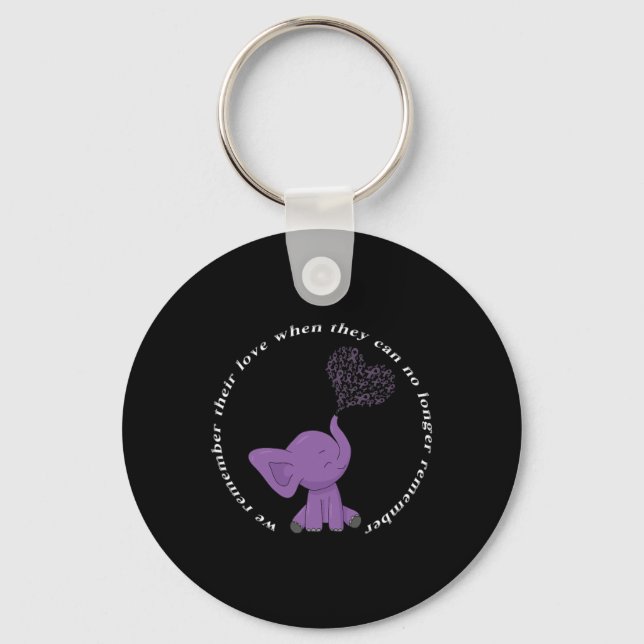 Monat I End Purple Bow Elephant 3  Key Ring (Front)