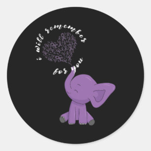 Monat I End Purple Bow Elephant Classic Round Sticker