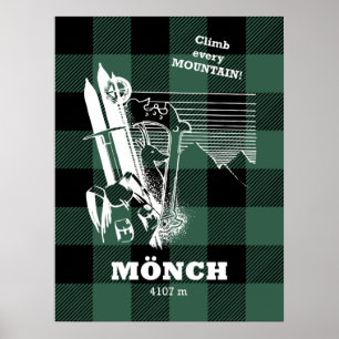 Mönch 4107 m Swiss Alps Moutaineering Poster