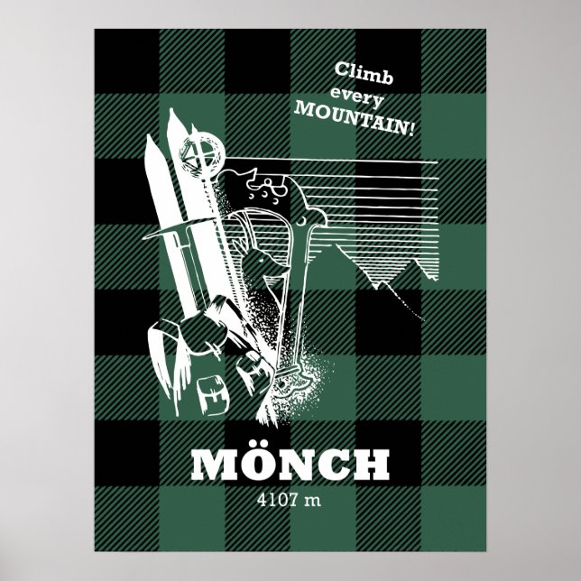 Mönch 4107 m Swiss Alps Moutaineering Poster (Front)