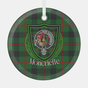 Moncrieffe Scottish Clan Tartan & Crest Glass Tree Decoration