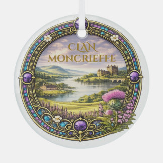 Moncrieffe Scottish Clan Tartan & Crest Glass Tree Decoration