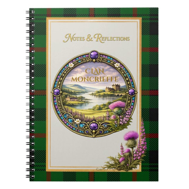 Moncrieffe Scottish Clan Tartan & Crest Notebook (Front)