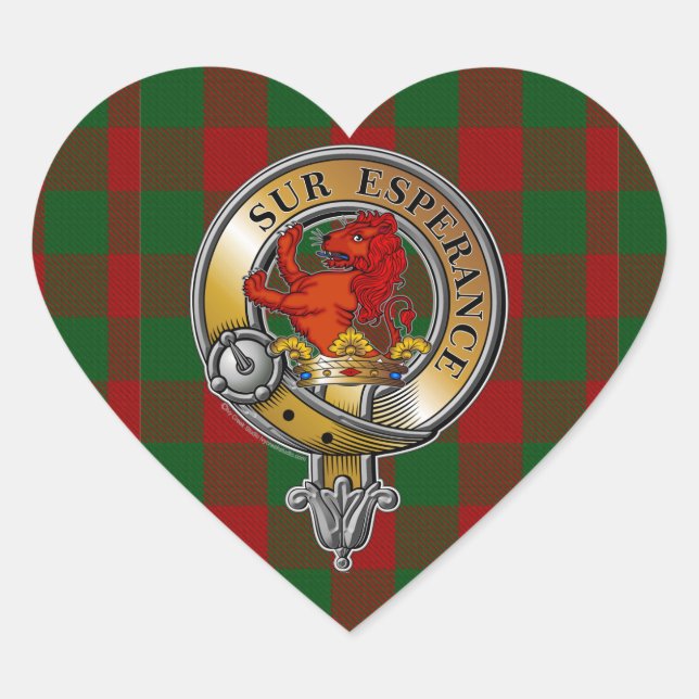 Moncrieffe Tartan & Badge Heart Sticker (Front)