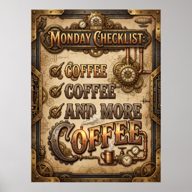 monday checklist  poster (Front)
