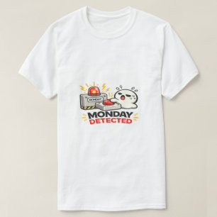 Monday Detected - Funny Cute Tired Character Alarm T-Shirt