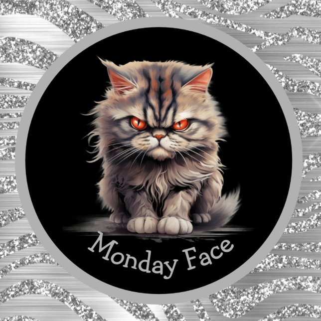 Monday Face Or Your Text Angry Grey Cat Mug (Creator Uploaded)