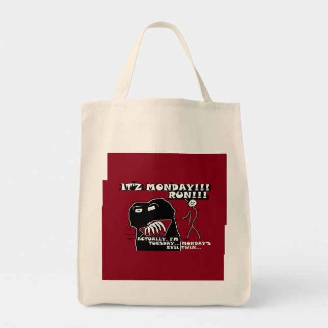 Monday & his Evil twin Tuesday Run! Funny Carryall Tote Bag (Front)