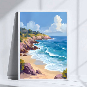 Monday in Malibu Beach Cliffs CA Travel Poster
