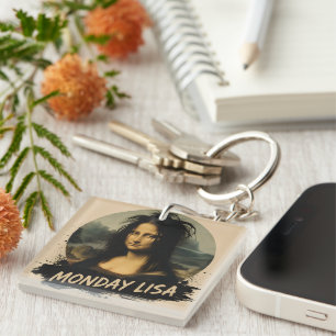 Monday Lisa Funny Renaissance Art Key Ring