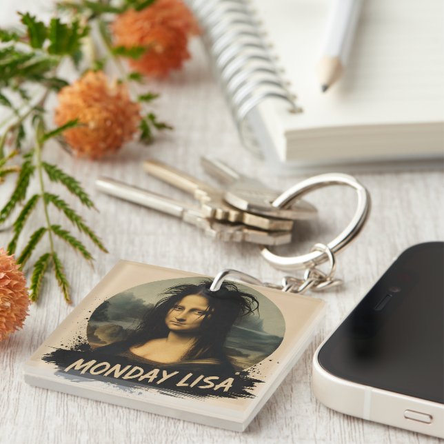 Monday Lisa Funny Renaissance Art Key Ring (Front Right)