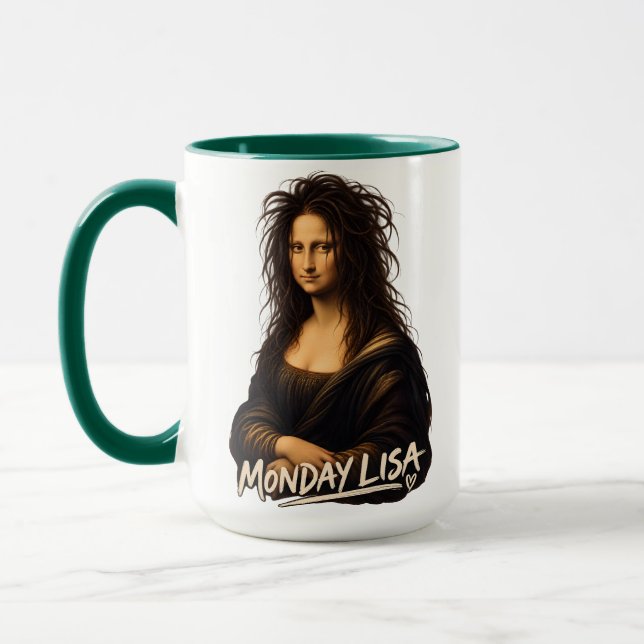 Monday Lisa Funny Renaissance Art Mug (Left)
