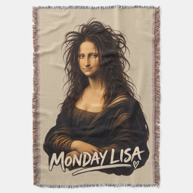 Monday Lisa Funny Renaissance Art Throw Blanket (Front Vertical)