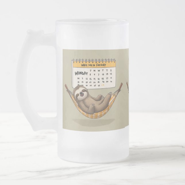 Monday Mood Frosted Glass Beer Mug (Left)