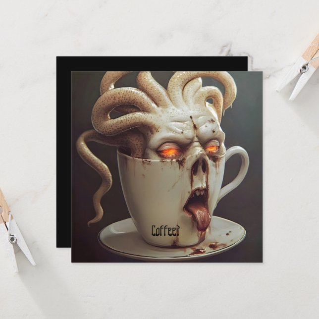 Monday morning blues caffeine level warning 1 invitation (Front/Back In Situ)