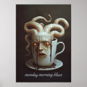 Monday morning blues caffeine level warning 4 poster
