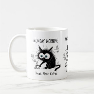 Monday Morning Need More Coffee Funny Cat Mug