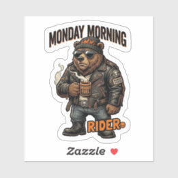 Monday Morning Rider Sticker — Biker Bear Coffee