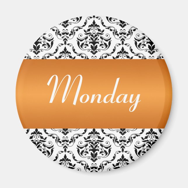 Monday Orange - Damask Magnet (Front)