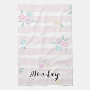 Monday Pastel Floral Kitchen Towel