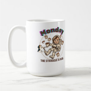 Monday Space Struggle Astronaut Coffee & Puppy Mug