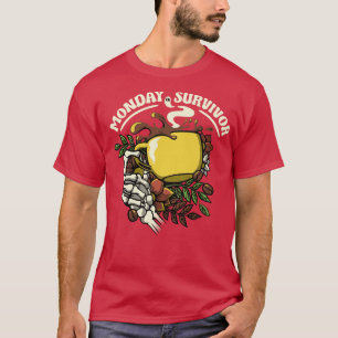 Monday Survivor Skeleton Hand Coffee by Tobe Fonse T-Shirt
