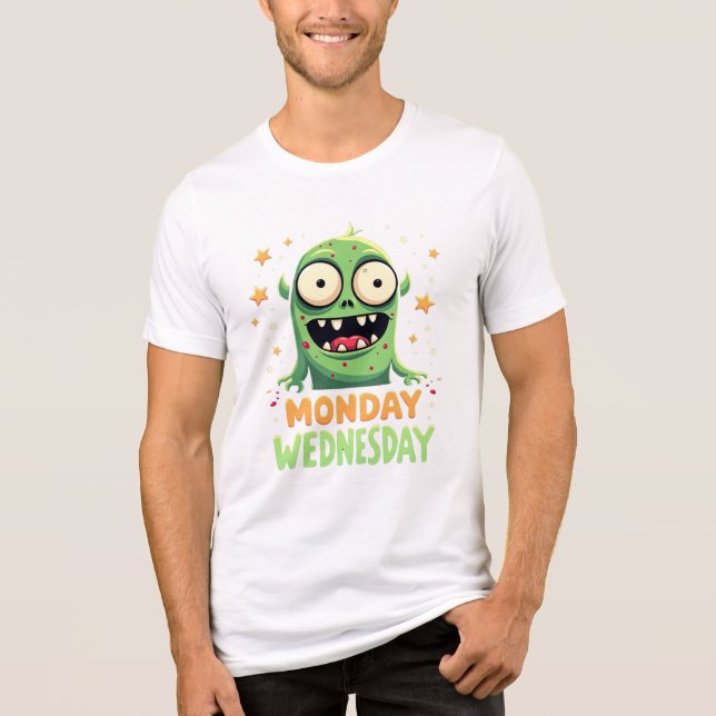 Monday to Wednesday Mood – Funny Monster Tee (Front)