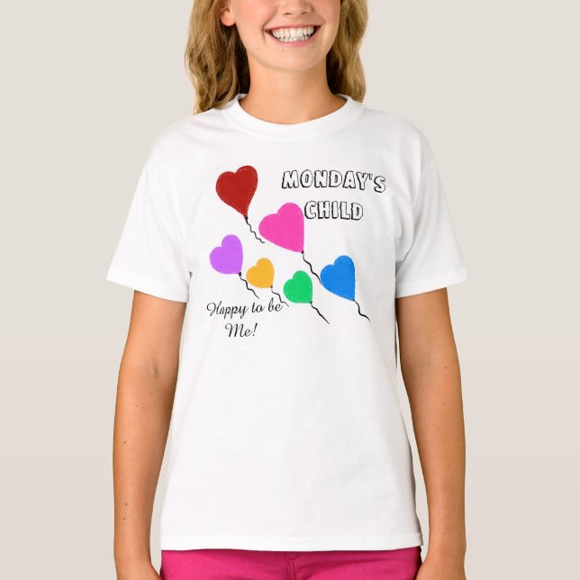 Monday's Child Heart Balloons T-Shirt (Front)