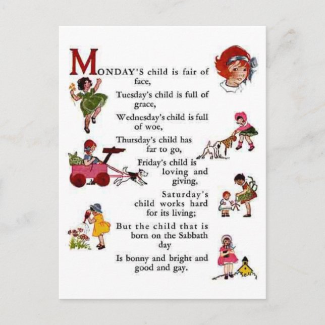 Monday's Child Postcard (Front)