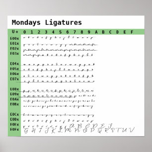 Mondays Font Ligatures Poster