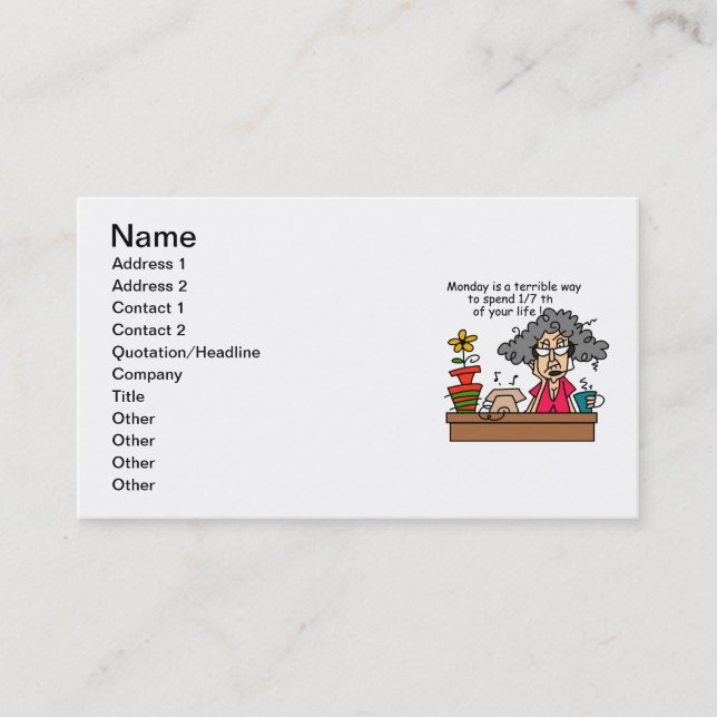 Mondays Humour Business Card (Front)