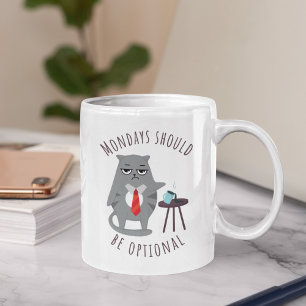 Mondays Should Be Optional Cat Two-Tone Coffee Mug