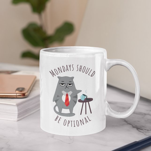 Mondays Should Be Optional Cat Two-Tone Coffee Mug (Creator Uploaded)