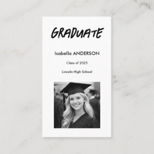 Mondern Black and White Graduation  Business Card