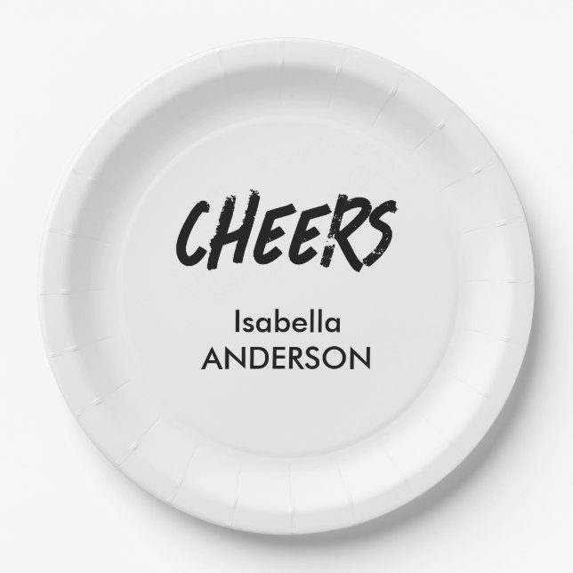 Mondern Black and White Graduation  Paper Plate (Front)
