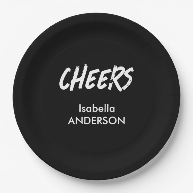 Mondern Black and White Graduation  Paper Plate (Front)