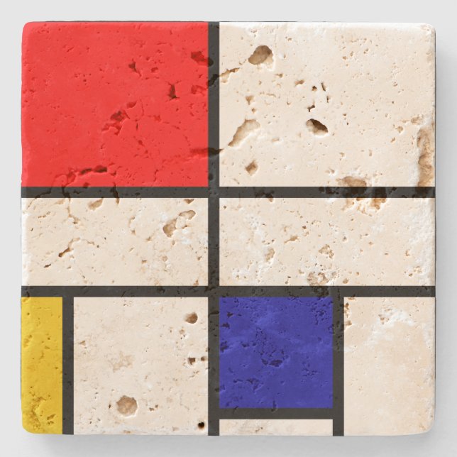Mondrian 3 stone coaster (Front)