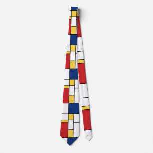 Mondrian Abstract Art Minimalist Primary Colours Tie