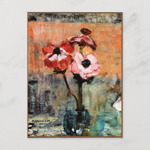 Mondrian - Anemones in a Vase, famous painting Postcard