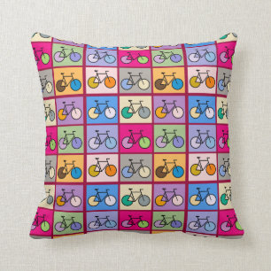 Mondrian Art Bicycle Grid Pattern Cushion